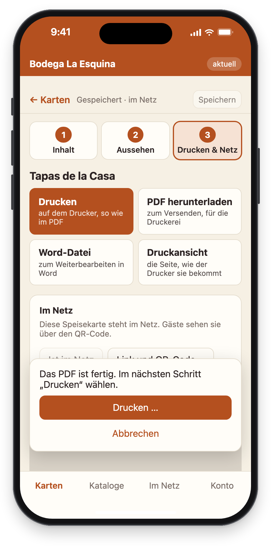 Das PDF ist fertig, Drucken