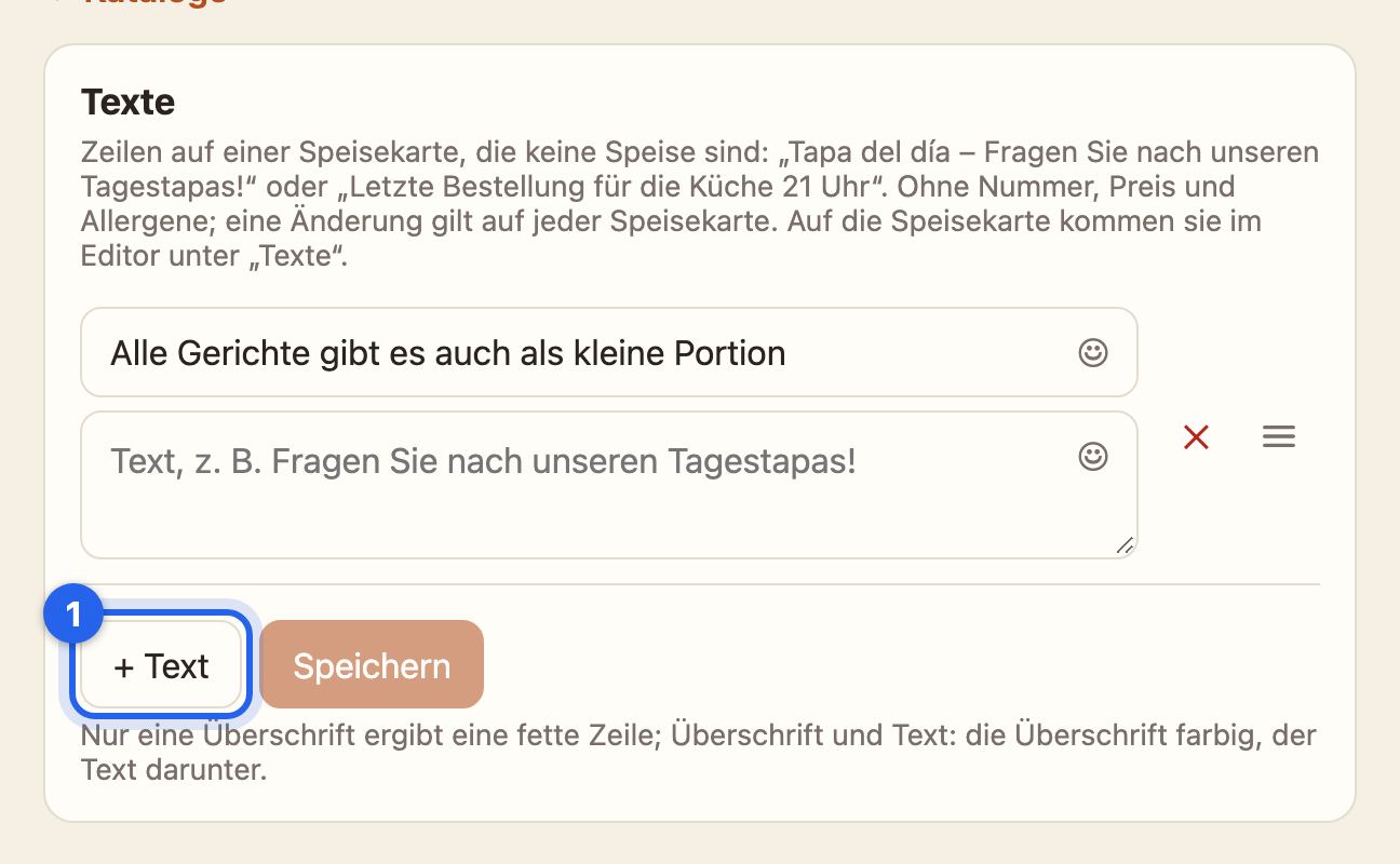 Die Liste der Texte